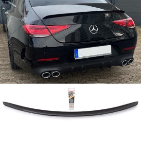 Heckspoiler Kofferaum schwarz glanz lackiert +Kleber Tape passt für Mercedes W257 CLS Limousine ab Bj 2018