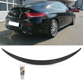 Heckspoiler Lippe schwarz glanz Obsidian passt für Mercedes W205 C205 nur Coupe ab Bj 2015 ABS + Kleber