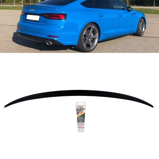 SET Sport-Heckspoiler Hecklippe Schwarz Matt passt für Audi A5 B9 F5 Sportback 5-Türer auch RS5 + S-Line