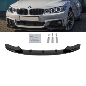 Set Black Gloss painted Front Spoiler Sport-performance fits on BMW 4-series F32 F33 F36 with M-Sport