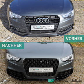 Sport Front Bumper + Spoiler + Grille Black Gloss fits Audi A5 8T Facelift w/o RS5 up 2011