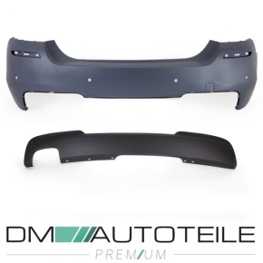 Sport Heckstoßstange / Heckschürze hinten für BMW F10 Limousine auch M-Paket 2 Rohr links mit PDC / Zubehör und ABE