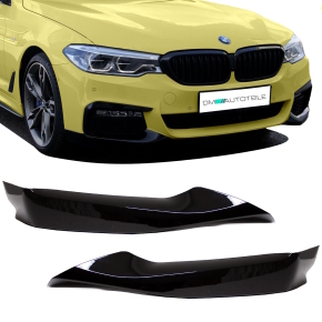 Set Front Spoiler Splitter Flaps Flip Lip Black Gloss fits BMW 5-Series G30 G31 with M-Sport Bumper