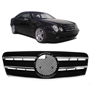 Gitter Grill Kühlergrill Schwarz Glanz Chrom für Mercedes CLK W208 C208 A208 ab 97-03