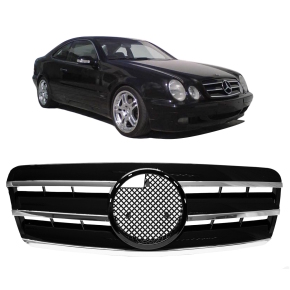 Radiator Front Grille Black Gloss Chrome fits Mercedes CLK A208 C208 1997-2003