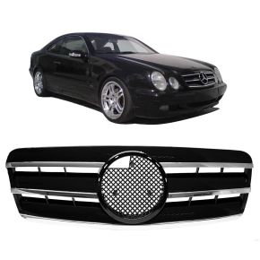 Radiator Front Grille Black Gloss Chrome fits Mercedes...