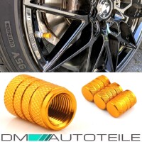 Aluminium valve caps set of 4 in gold anodized for all car v