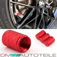 Aluminium valve caps set of 4 in red anodized for all car va