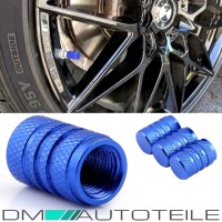 Aluminium valve caps set of 4 in blue anodized for all car v