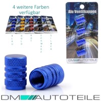Aluminium valve caps set of 4 in blue anodized for all car v