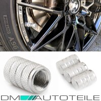 Aluminium valve caps set of 4 in silver anodized for all car