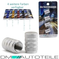 Aluminium valve caps set of 4 in silver anodized for all car