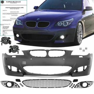 ABS Sport Front Bumper PDC fits on BMW E60 E61 Facelift Fogs Set fits M5 up 2007