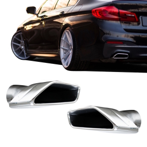 BMW G30 G31 Exhaust Tail Back Pipes Dual Chrome only for M Diffusor