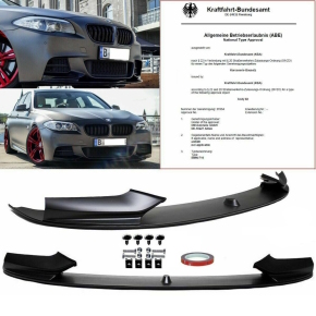 Performance Frontspoiler / Frontlippe vorne für BMW 5er F10 / F11 mit M-Paket in Schwarz Matt mit ABE