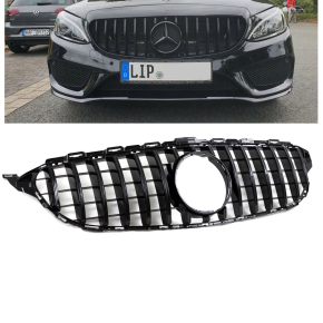 Panamericana Grill für Mercedes C Klasse W205 14-18 Schwarz Glanz nicht C63 AMG