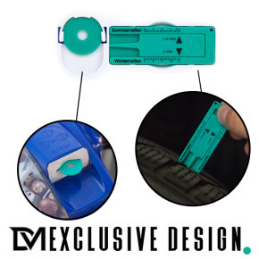 DM Exclusive Design+ Parkscheibe 6 in 1 Parkuhr +Reifenprofiltiefenmesser, Eiskratzer und Einkaufswagenchip Kunststoff blau fürs Autos