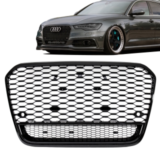 Sport Honeycomb Kidney Front Grille Black Gloss fits on Audi A6 4G C7 up 10-15 w/o RS6 S6
