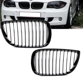 Set Performance Front Kidney Grille Black Gloss fits on BMW 1 E81 E87 04- 03/07