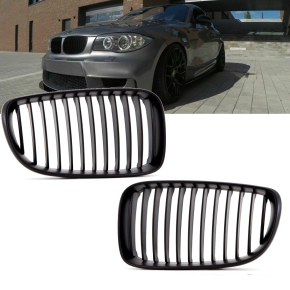 Set of Kidney Front Grille Black Matt fits on BMW E81 E82 E88 E87 FACELIFT 2007>