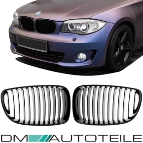 Set of Performance Kidney Front Grille Black Gloss fits BMW 1-Series E81 E82 E88 E87 FACELIFT up 2007>