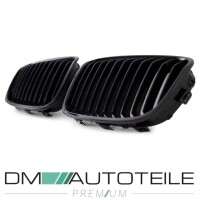 Set Dual Slat Kidney Front Grille Black Gloss fits BMW 1-ser