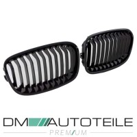 Set Dual Slat Kidney Front Grille Black Gloss fits BMW 1-ser