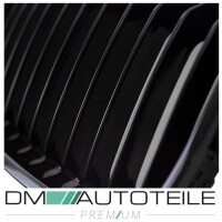 Set Dual Slat Kidney Front Grille Black Gloss fits BMW 1-ser