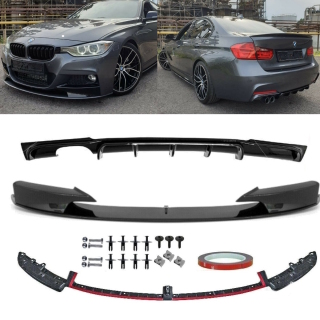 Sport-Performance Hochglanz Schwarz Frontspoiler + Heckdiffusor 328-330i passt für BMW F30 F31 M-Paket