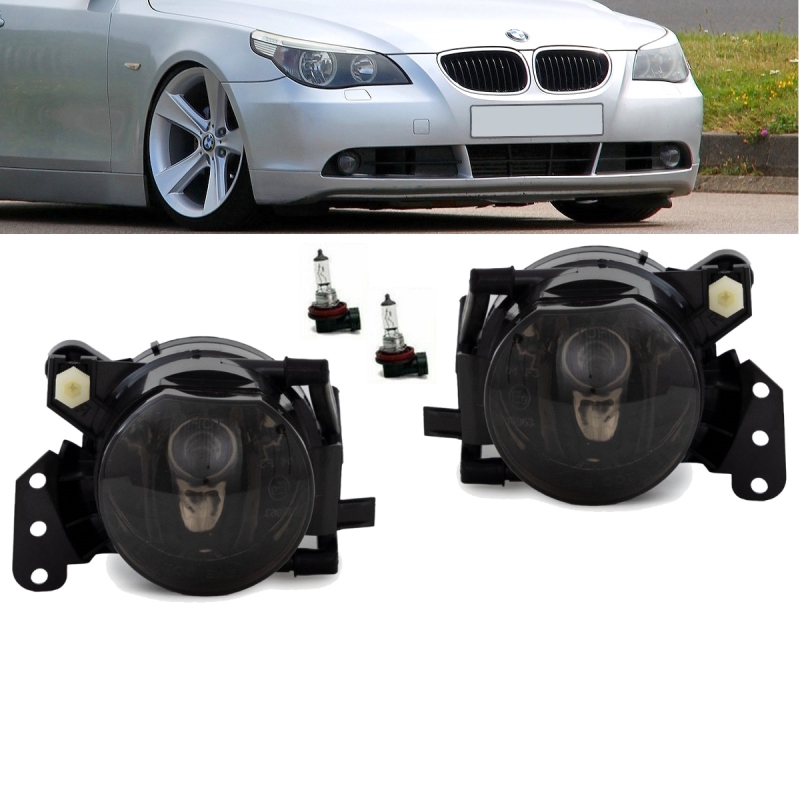 Set Fog Lights Lamps Black Smoke Hb4 fits on BMW E60 E61 E90 E91 X3 E63 E64 