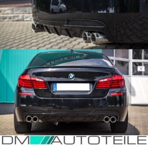 Sport-Performance Heck-Diffusor / Ansatz 4-Rohr oder 2-Rohr Oval / Eckig für BMW F10 / F11 M550 mit M-Paket in Schwarz Matt