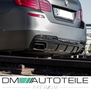 Sport-Performance Heck-Diffusor / Ansatz 4-Rohr oder 2-Rohr Oval / Eckig für BMW F10 / F11 M550 mit M-Paket in Schwarz Matt