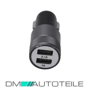 LED KFZ Auto 2 Dual 2.1 Ladegerät Zigarettenanzünder USB Adapter Schwarz PKW LKW 12V 24V
