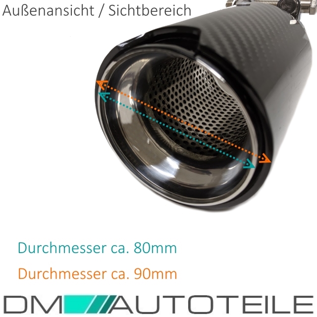 Carbon Endrohr Auspuffblende Blenden 100mm für VW AUDI BMW schwarz