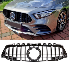 Kidney Front Grille Black Gloss fits on Mercedes A-Class W177 w/o Camera for PDC to Sport-Panamericana GT 