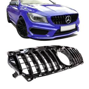 Kidney Front Grille Black Gloss fits on Mercedes W117 CLA up 13-16 to Sport-Panamericana GT 