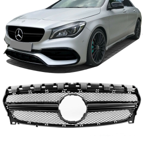 Sport Kidney Front Grille Black Gloss fits on Mercedes CLA W117 C117 X117 up 16-19 w/o CLA 45 AMG