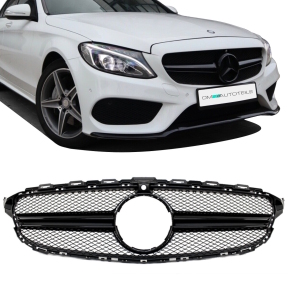 Kidney Front Grille Black Gloss fits on Mercedes C-Class W205 14-18 +  Camera to Sport-Panamericana GT