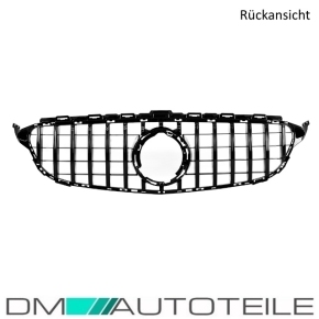 Kühlergrill Grill Schwarz Glanz mit Kamera passt für Mercedes C-Klasse W205 S205 2014-2018 auf Sport-Panamericana GT 