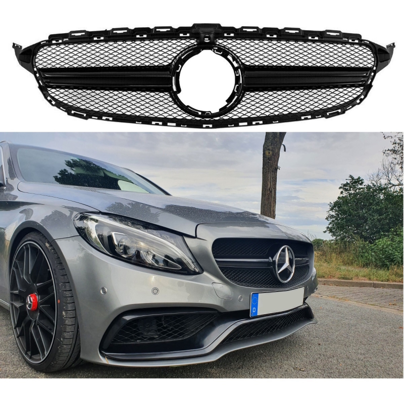 Facelift Kidney Front Grille Sport Black fits on Mercedes C-Class S205 W205  w/o AMG C63 + Camera