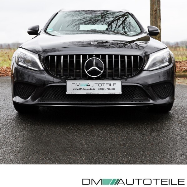 MERCEDES W205 Kühlergrill Glanz Schwarz/Chrome – Panamericana-Look – Gitter Optik – Frontkamera – Limo/T-Modell/Cabrio/Coupe – DMV Autoglas & Teile KG