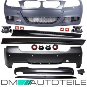 Carbon Glanz Flaps SET Spoiler Lippen passend für BMW 3er E90 E91 LCI mit M-Paket  Stoßstange