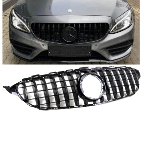 Sport Kidney Front Grille Black fits on Mercedes C-Class W205 Facelift up 2018 to Panamericana GT 