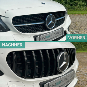  Facelift Kühlergrill Schwarz Glanz passt für Mercedes C-Klasse W205 S205 Mopf ab 2018 +Kamera auf Sport-Panamericana GT