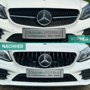  Facelift Kühlergrill Schwarz Glanz passt für Mercedes C-Klasse W205 S205 Mopf ab 2018 +Kamera auf Sport-Panamericana GT