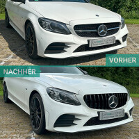  Kidney Front Grille Black fits Mercedes C-Class W205 +Camer