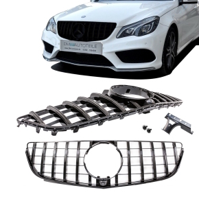Front Grille Black Gloss fits on Mercedes E-Class Coupe Convertible C207 A207 Facelift up 2013 to Sport-Panamericana GT 