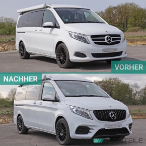 Kühlergrill Schwarz glanz für Mercedes Vito W447 + Kamera 14-19 auf Sport Panamericana GT 