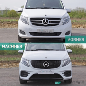 Kühlergrill Schwarz glanz für Mercedes Vito W447 + Kamera 14-19 auf Sport Panamericana GT 