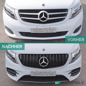 Kühlergrill Schwarz glanz für Mercedes Vito W447 + Kamera 14-19 auf Sport Panamericana GT 